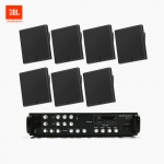 JBL 매장 카페 회의실 상업용 SLP-14T 벽걸이 라우드 스피커 7개+SR-450D 4채널 앰프 음향패키지