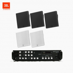 JBL 매장 카페 회의실 상업용 SLP-14T 벽걸이 라우드 스피커 5개+SR-450D 4채널 앰프 음향패키지