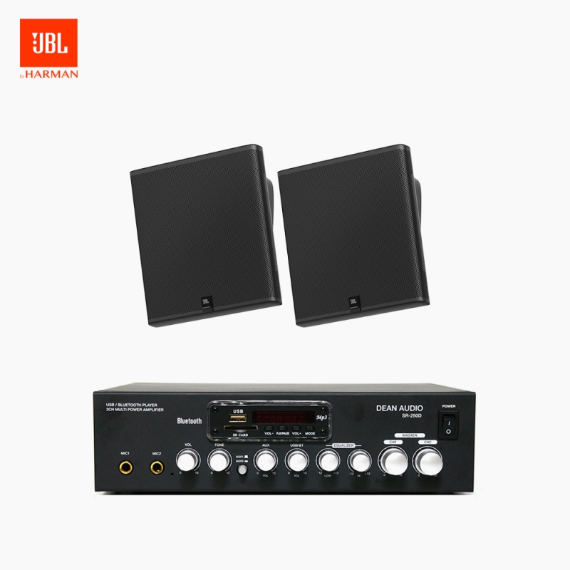 JBL 매장 카페 회의실 상업용 SLP-14T 벽걸이 라우드 스피커 2개+SR-250D 2채널 앰프 음향패키지