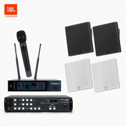 JBL 강의실 음향패키지 20~30평 스피커앰프 무선마이크세트 SLP-14/T 4개+SR-350D+MW-710