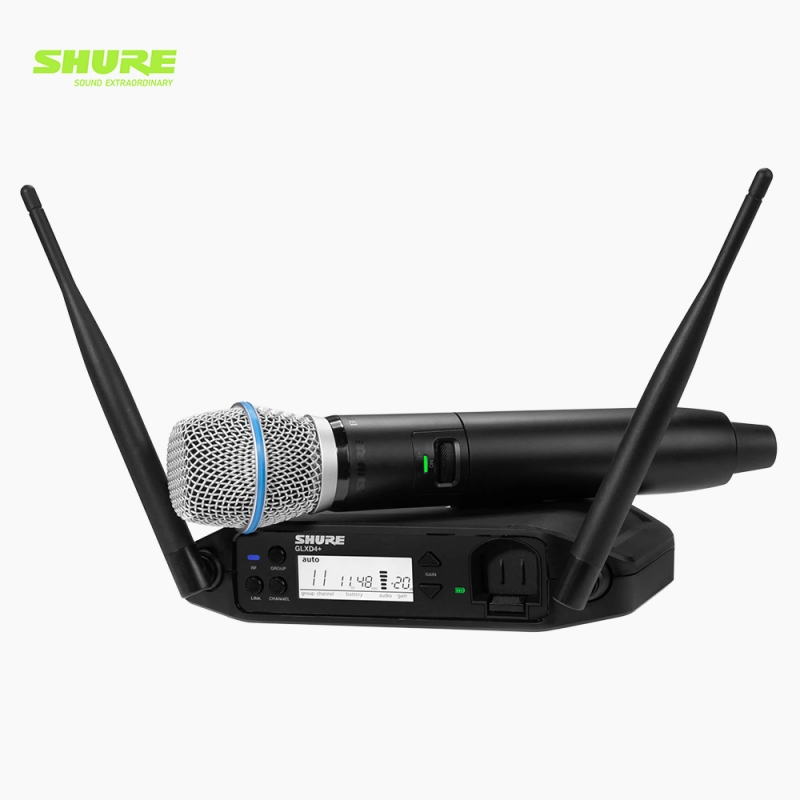 SHURE 슈어 GLXD24+/B87A 무선 듀얼밴드 핸드마이크 송수신기 시스템 GLXD24+K/B87A