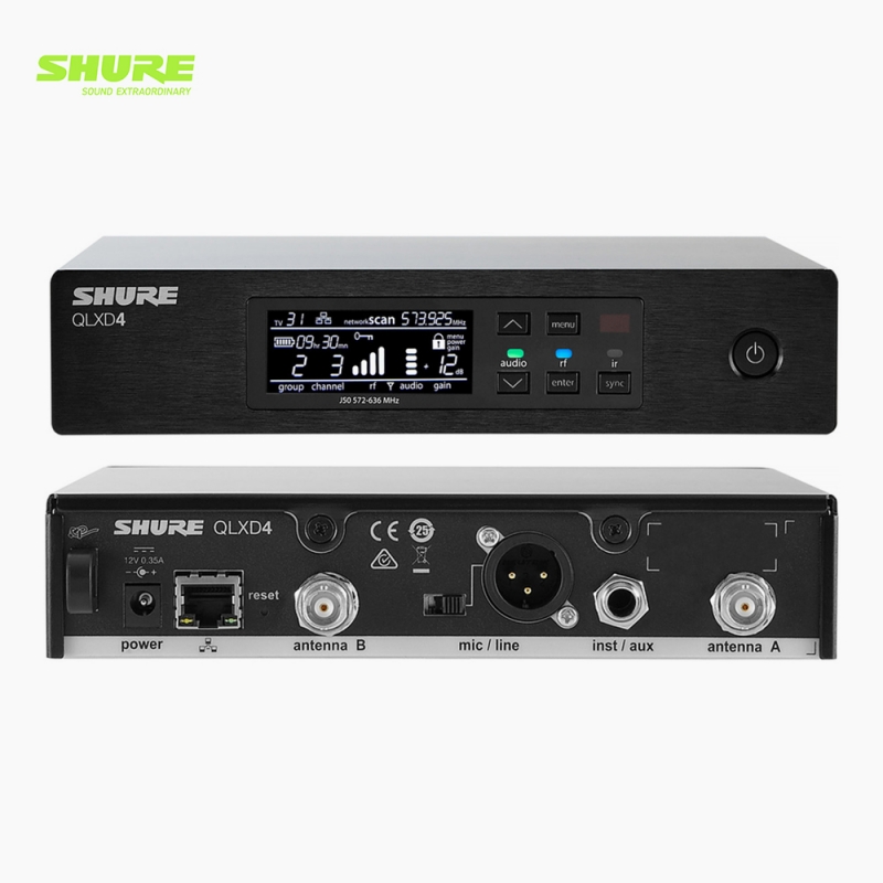 SHURE 슈어 QLXD4 무선마이크 하프랙형 디지털 무선수신기