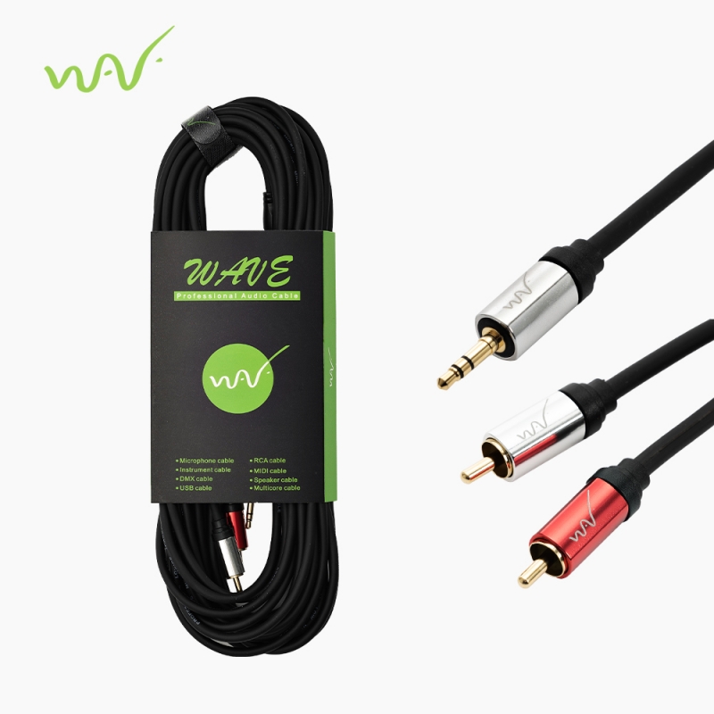 WAVE 웨이브 WY-3M (3.5 스테레오 수+RCA 수 2P) 매장앰프 음향케이블 3m