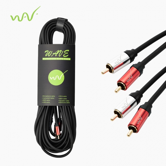 WAVE 웨이브 W2RC-1.5M (RCA 수 2P+RCA 수 2P) 스테레오 오디오 케이블 1.5m