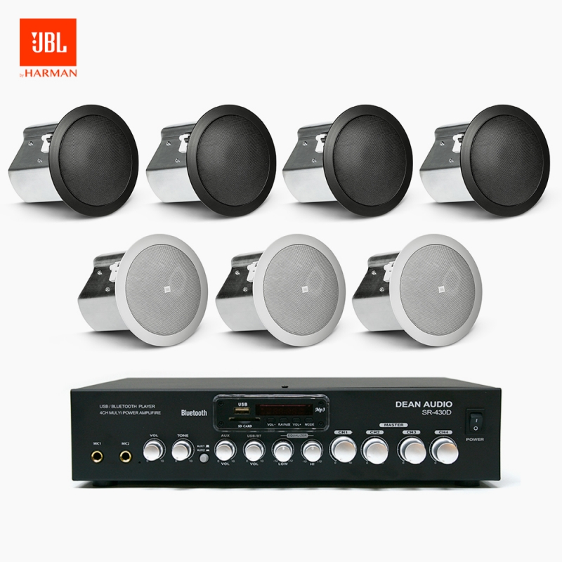 JBL 매장 카페 음향패키지 SR-430D 4채널 앰프 JBL CONTROL 14C/T 실링스피커 7EA