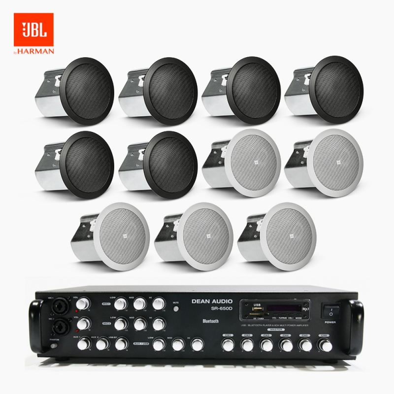 JBL 매장 카페 음향패키지 SR-650D 6채널 앰프 JBL CONTROL 14C/T 실링스피커 11EA