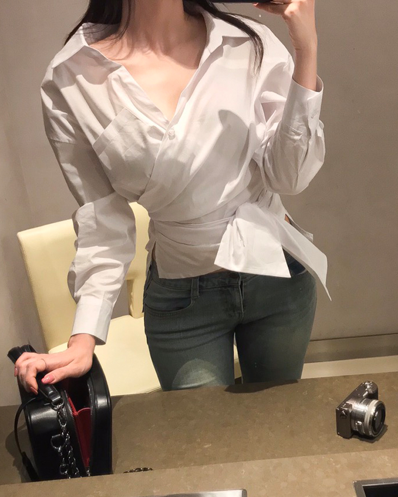 [ANNIE'S MADE/원단업글 화이트 14차 입고/당일출고] lauren blouse (white/skyblue)