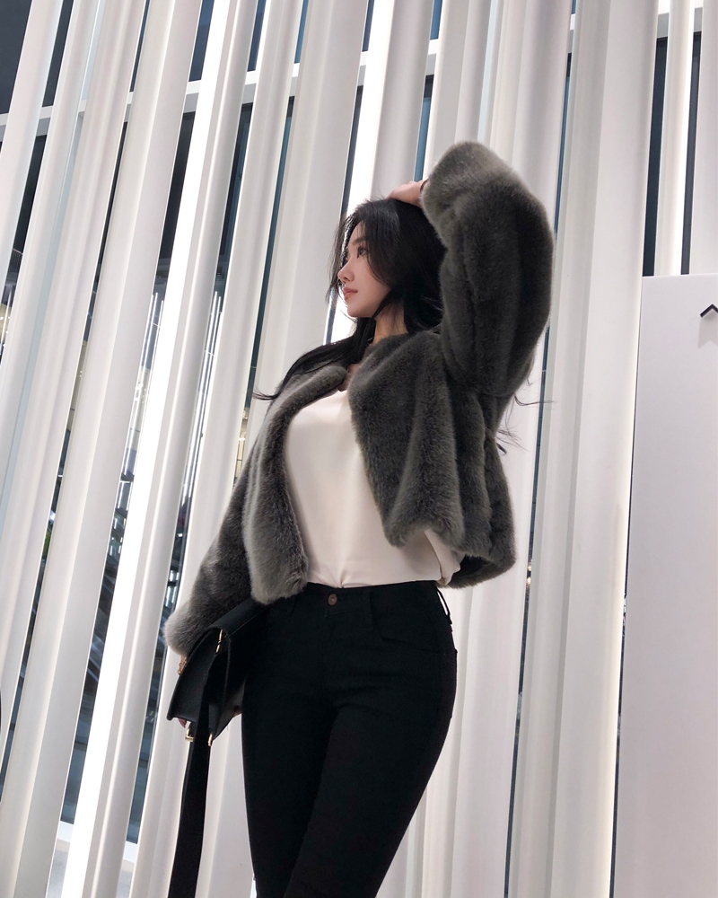 [reorder/소량 당일출고] miyou fur jacket (chocolate gray)