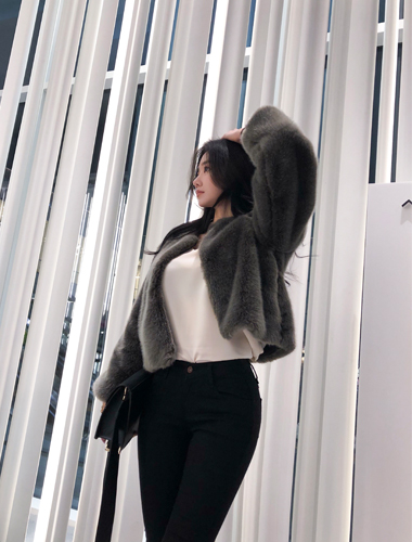 [reorder/소량 당일출고] miyou fur jacket (chocolate gray)