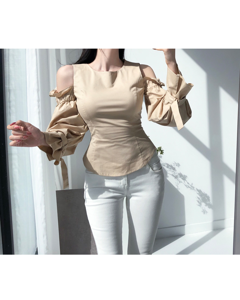 [only annie's/소량10차 입고/당일출고] jennie blouse (beige/black, 2size!)