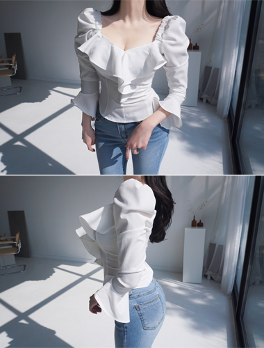 [한정수량 재입고/당일출고] belvo blouse (white, S,M)