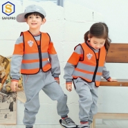 아이스타 어린이 안전조끼 -오렌지 형광 반사 야광 단체 화재 소방대피훈련