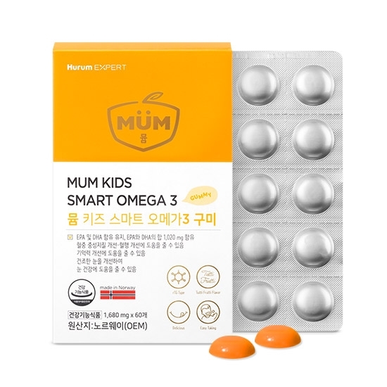 뮴 키즈 스마트 오메가3 구미 1개월 EPA+DHA 1,020mg 과일맛 젤리