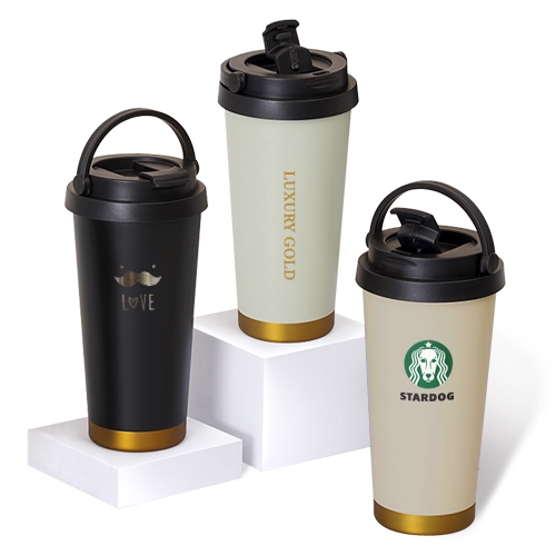 럭셔리 골드 핸들 이중진공 스텐 텀블러 500ml