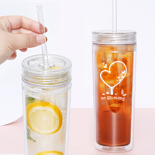클린 빨대포함 이중 텀블러 리유저블500ml / 냉온가능