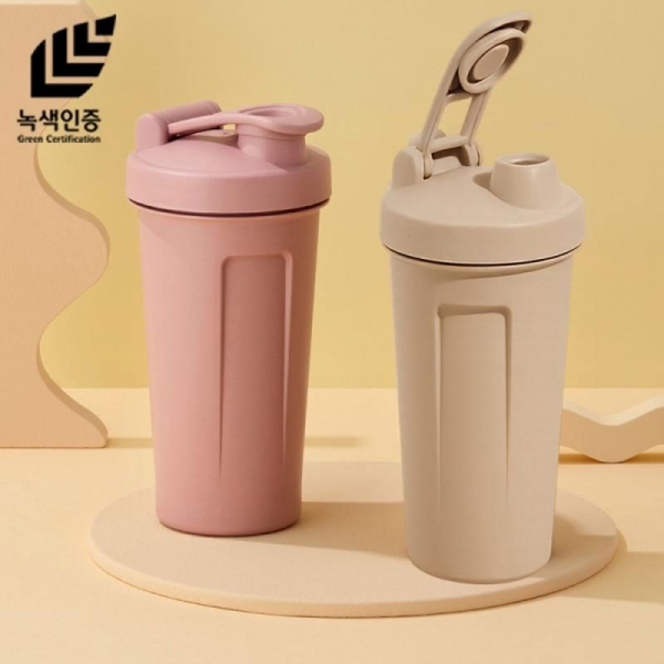 (국산) 숨텀블러 쉐이커 스포츠 나무소재 녹색인증 탄소중립 친환경텀블러 690ml