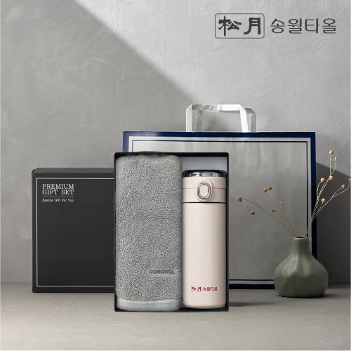 송월 프리미엄 선물 세트 (호텔 컬러풀40 + 원터치텀블러 420ml)
