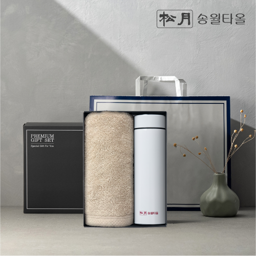 송월 프리미엄 선물 세트 (호텔40수 테일러 + 스마트온도텀블러 500ml)