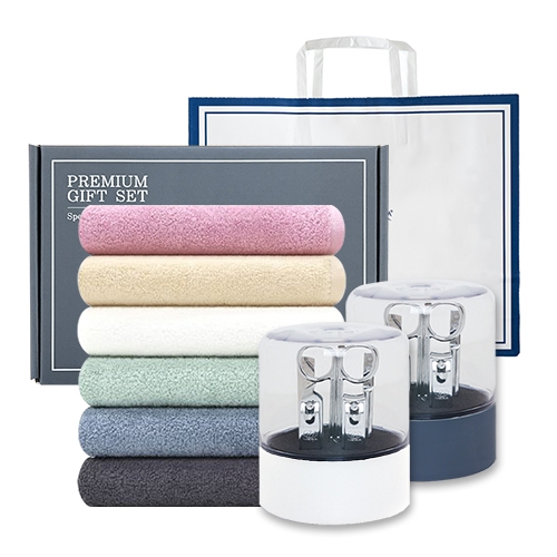 송월 프리미엄 선물 세트 (송월 라이트 무지40 + 쓰리세븐 KR-050C 손톱깎이 세트)