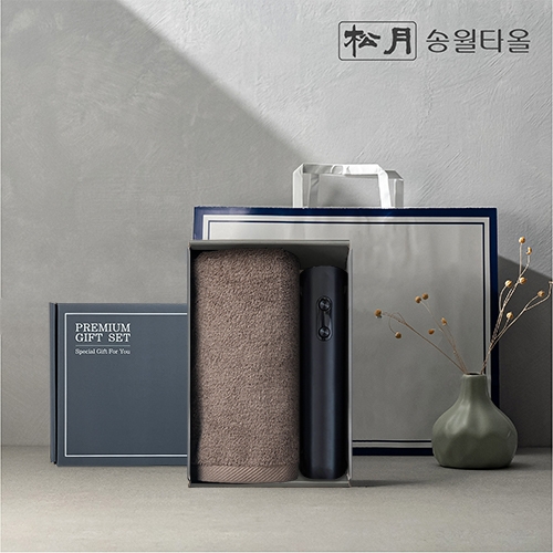 송월 프리미엄 선물 세트 (송월 뉴 컬러 무지40 + 전동와인오프너)