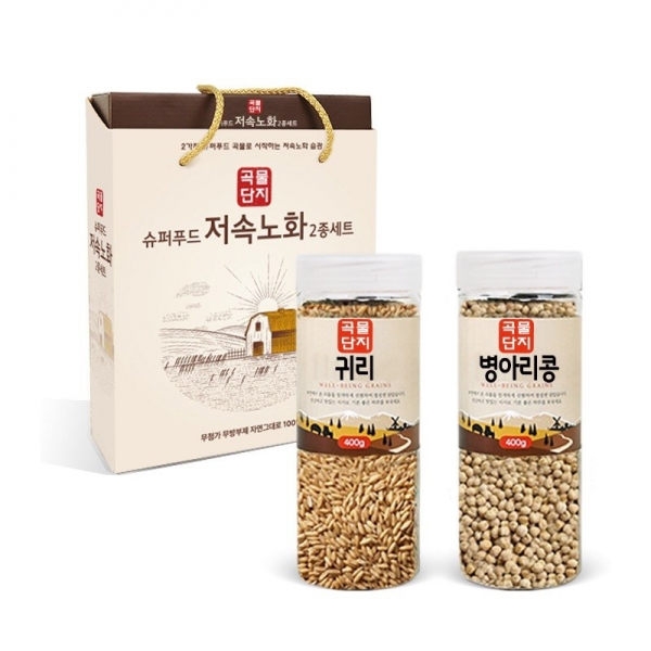 슈퍼푸드 저속노화 곡물2종 선물세트 (귀리400g,병아리콩400g)