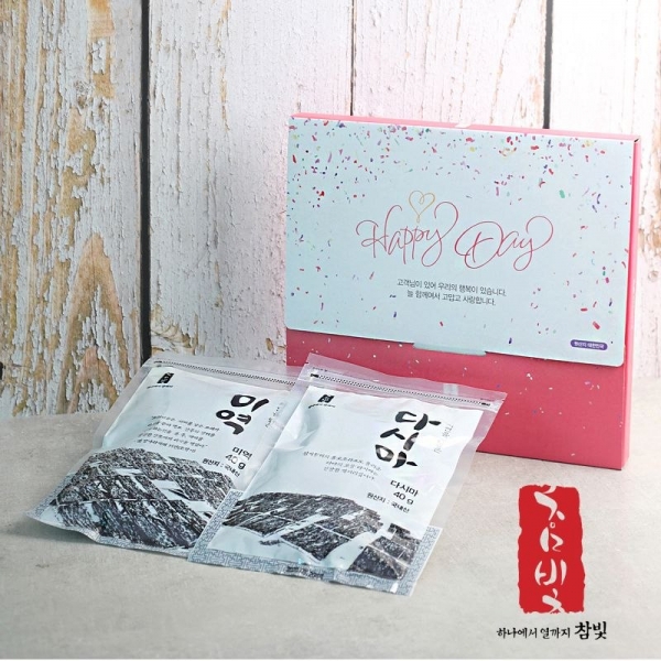 (특판상품 문의) 참빛해피데이2호 (자른 미역40g +자른 다시마40g) 2종 선물세트