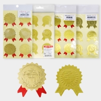 상장스티커 금축리본 금상리본 금색/적색 단품 5매(30입)