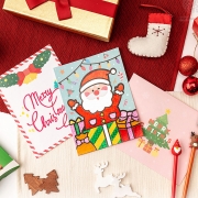 크리스마스 포일아트 카드 산타 양말 트리