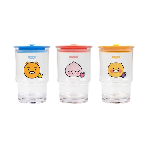 실리콘캡 텀블러 카카오프렌즈 리유저블컵 빨대 투명컵 트라이탄 내열컵