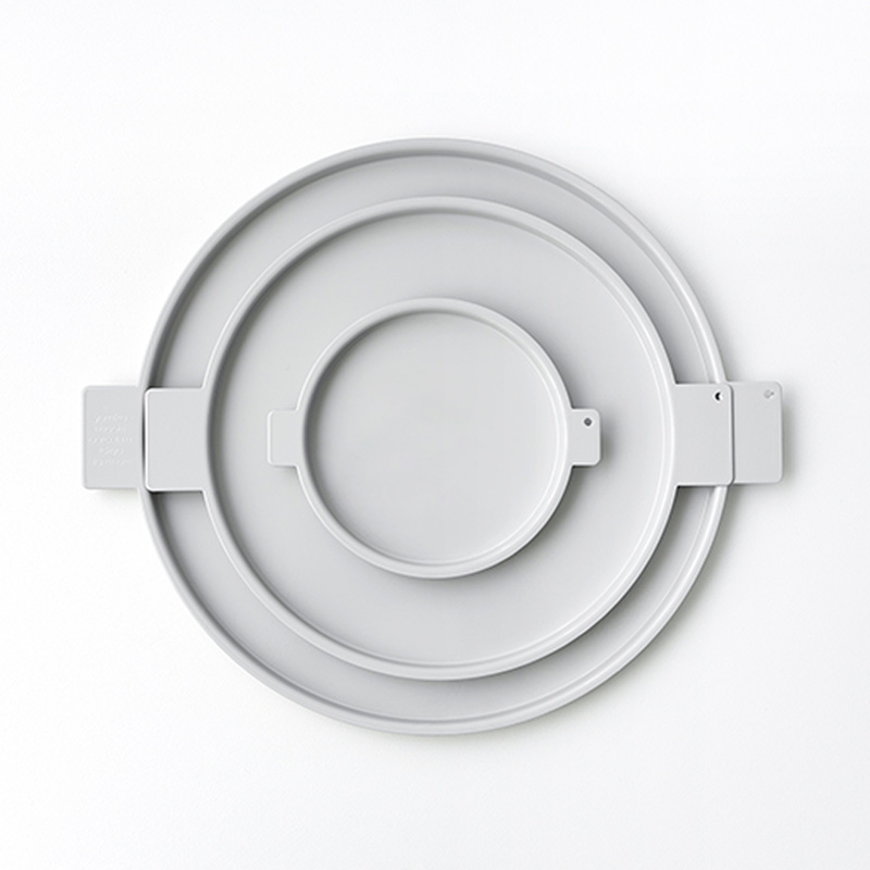 Colored Aluminum Round Tray - Dove White