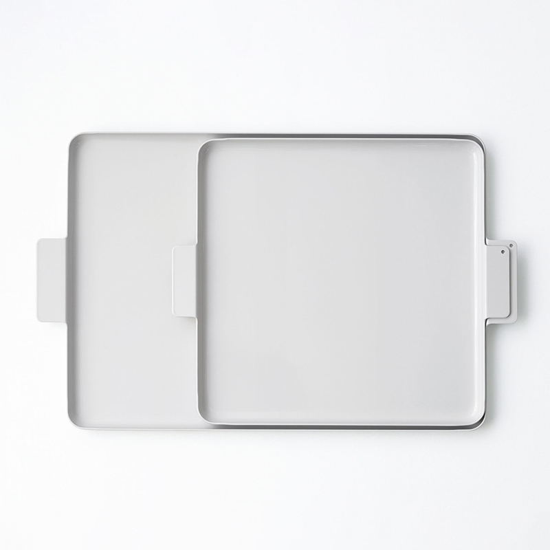 Colored Aluminum Square Tray - Dove White