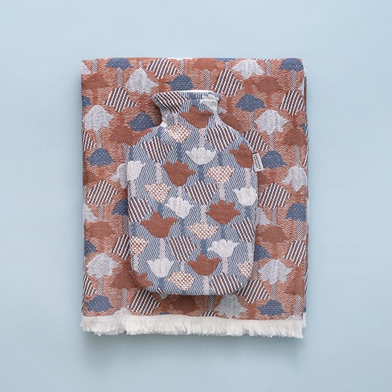 울 블랭킷 & 핫워터보틀 SET - TULPPAANI Cinnamon & Blue