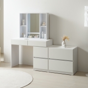 밀라 화장대수납장 입식 확장형  화장대 겸 책상 서랍 세트