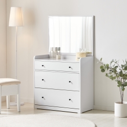 리히트 입식 미니 화장대  3단 서랍형 거울포함 원룸 화장대 수납장