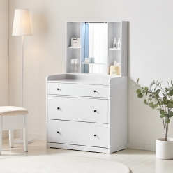 리히트 화장대겸책상 원룸 다용도  멀티 서랍형 입식 작은 LED 조명 거울 화장대