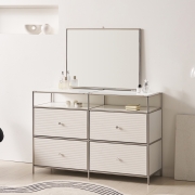 리네&nbsp;1200&nbsp;모듈&nbsp;화장대&nbsp;3단&nbsp;서랍  선반장 미드센츄리 거울 세트