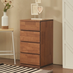 베누스 미니 서랍장 폭 좁은 틈새  원룸 작은 고무나무 원목 서랍장 4단