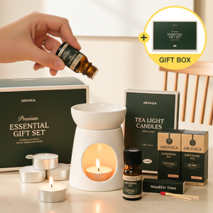 미니접시 오일버너 선물세트(아로마오일2P+티라이트 6P+성냥)