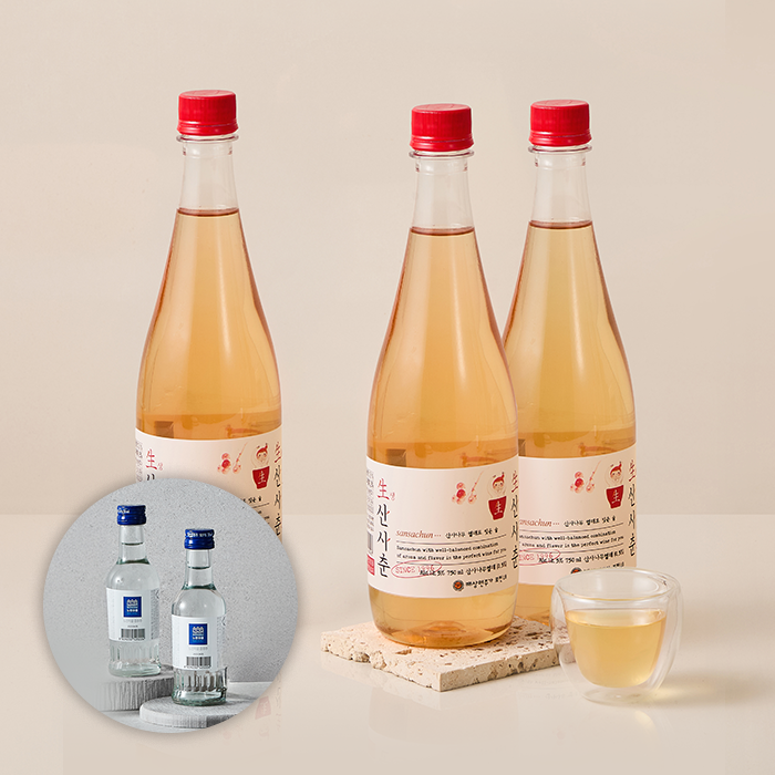 생산사춘 3입 + 느린마을 증류주 미니어처 2입