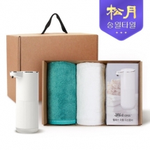 송월타올 디스펜서 기프트세트 06 (뱀부무지 타올 200g * 2P + 웰세스 디스펜서 360ml 1P)
