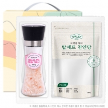 탑셰프 스텐롱핑크솔트그라인더 천연당380리필(2종)트레이