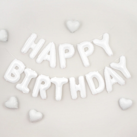 [원팩] 은박풍선세트 HAPPY BIRTHDAY 화이트 / 3565493