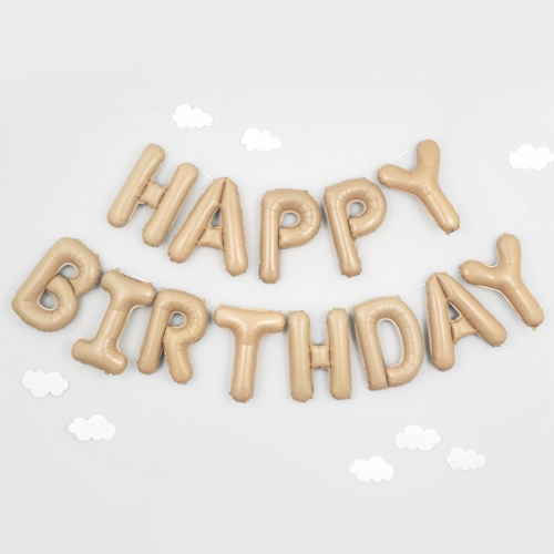 [원팩] 은박풍선세트 HAPPY BIRTHDAY 베이지 / 3565495