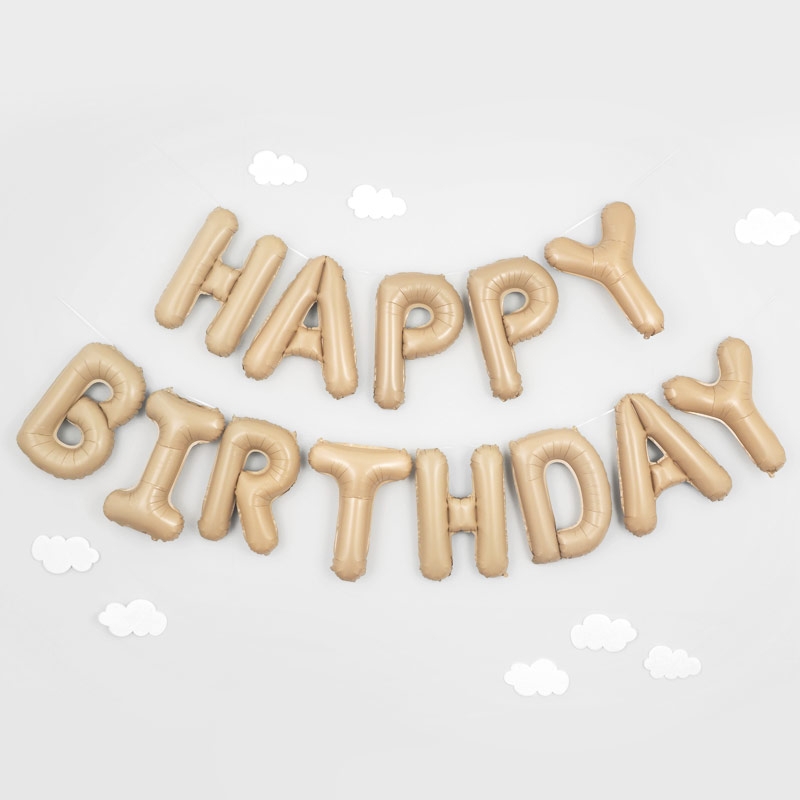 [원팩] 은박풍선세트 HAPPY BIRTHDAY 베이지 / 3565495