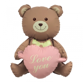 [원팩] 러브은박풍선 시팅벌룬 러브유 베어 핑크하트 65cm / 3565507