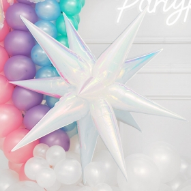 [원팩] 은박풍선 3D별 대 [홀로그램 펄화이트] / 3565570