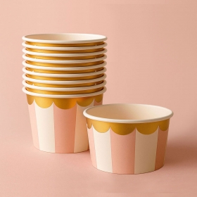 스트라이프 종이용기 520ml 50개입 [핑크] / 3619152