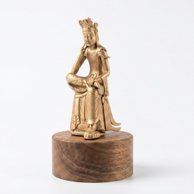 미륵보살 반가사유상 미니어처 78호_골드 14cm + 호두나무 원목받침대