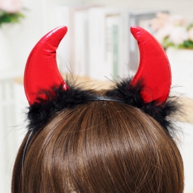악마 뿔 깃털 머리띠 중 [레드] / 11410
