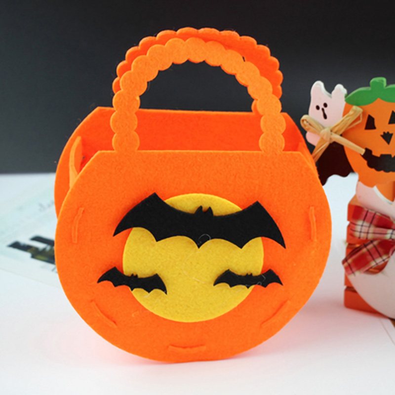 할로윈 도트손잡이 펠트사탕바구니 [박쥐] / 11550